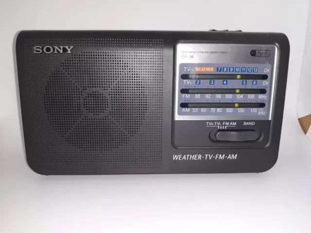 Sony ICF-36 AM, FM, TV Weather Band AC / Portable Radio - Tested and Working!