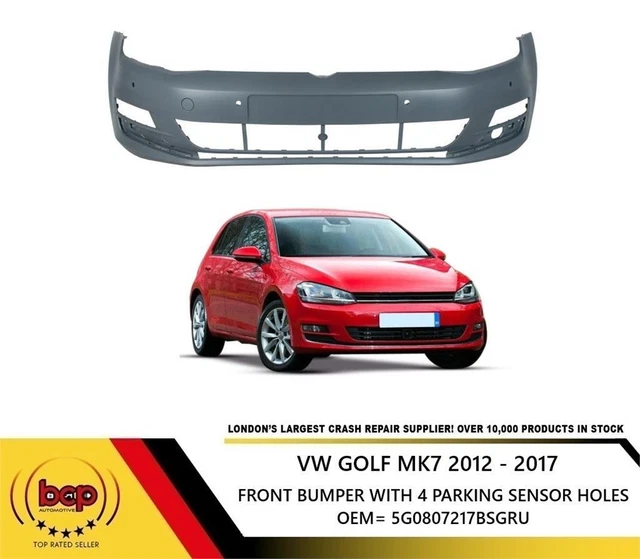 Vw Golf Mk7 2012 - 2016 Front Bumper Primed With Parking Sensor  No Washer Jet