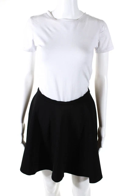 Diane Von Furstenberg Womens Zipper Back Flare Mini Skirt Black Size 4 LL19LL