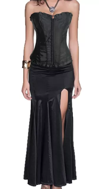 sexy Mini Kleid lang schwarz Corsage + Rock Steampunk Gothic Rockab Wäschebeutel