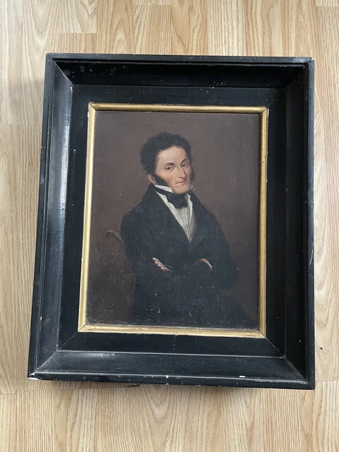 ancien tableau huile sur toile portrait