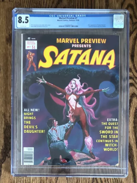 Marvel Preview 7 Cgc 8.5 1976, Ow Satana 1St Appearance Of Rocket Racoon!🦝🦝🦝