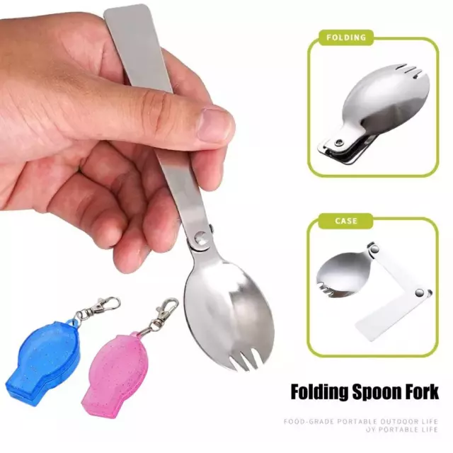 Folding Spoon Fork Portable Outdoor Travel Camping Accessds Hot Hand E3 D8K3