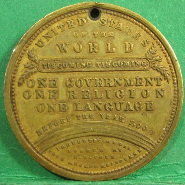 1885 Australia EW Cole United States of the World Medal #MH2201-03 Gilt Holed 3