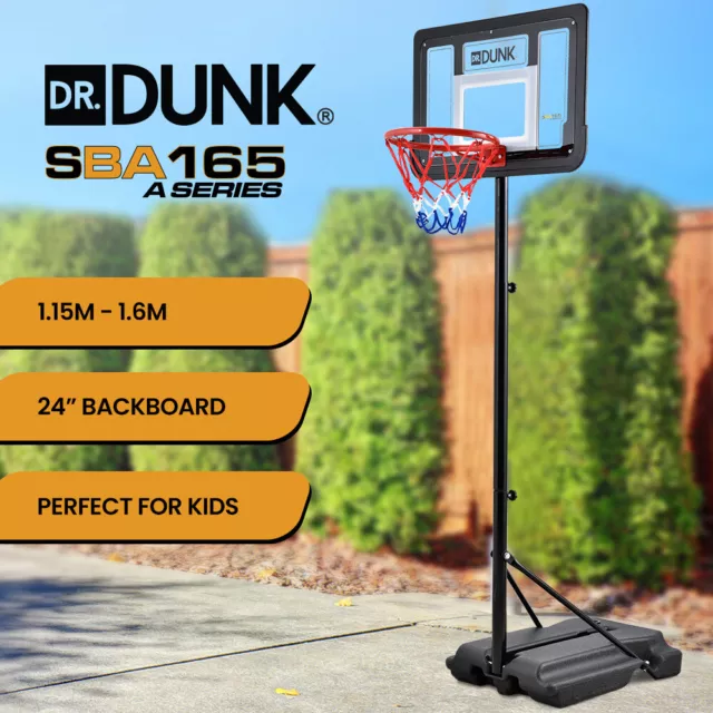 DR. DUNK Portable Kids Basketball Hoop Stand System Height Adjustable Ring Net