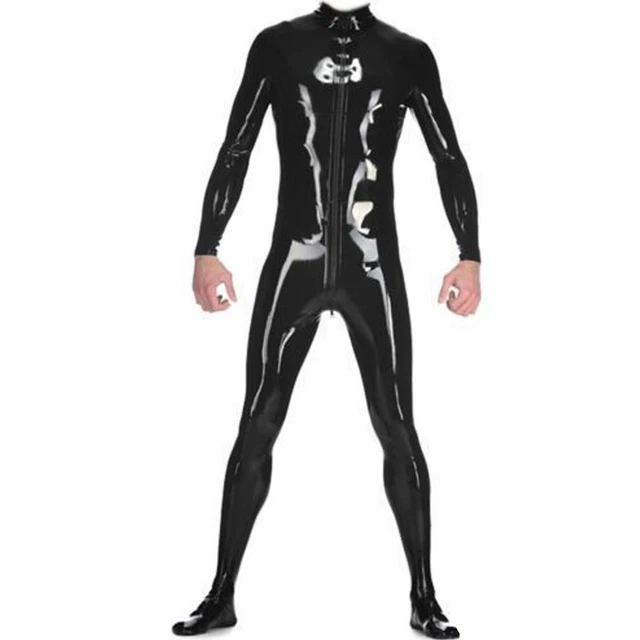 Tuta intera 100% gomma lattice tuta sportiva nera calzino aderente catsuit 0,4 mm S-xxl