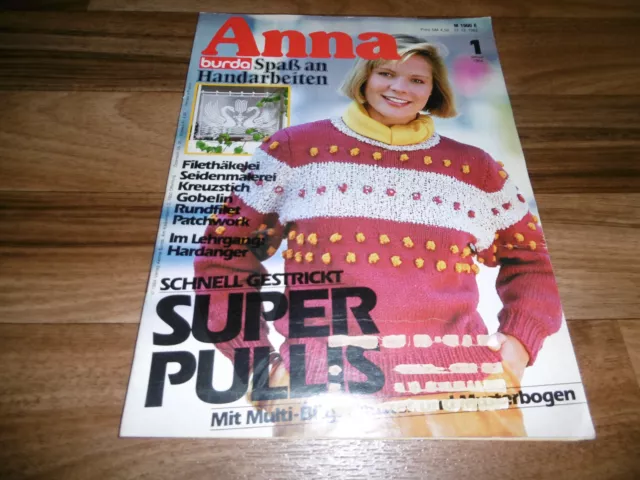 Anna # 1 / 1984 -- Lehrgang: Hardanger // Schnell Gestrickt: Super-Pullis