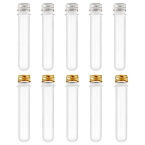10 Pcs 45ml Plastic Test Tubes, 25 x 140mm Clear Plastic Test Tubes, with Scr...