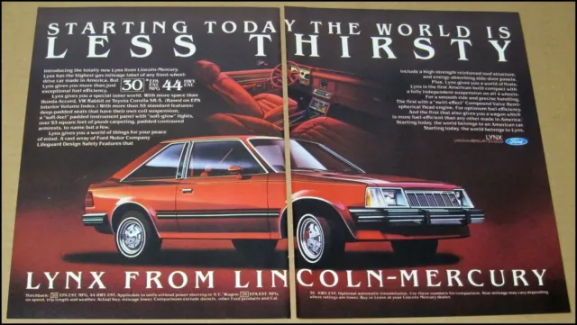 1981 Mercury Lynx 2-Page Print Ad Car Automobile Advertisement Vintage Ronrico