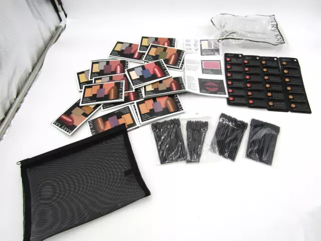 Mary Kay Card Sample Eyeshadow Blush Lipstick, Mascara Brushes, Lip Gloss, Trays