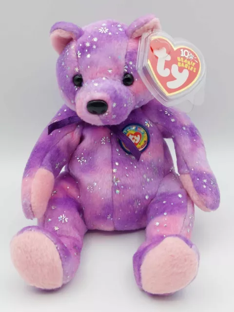 Ty Beanie Babies Clubby VI The BBOC Purple Bear New With Tags & Protector