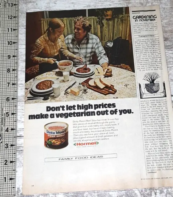 1976 Dinty Moore Vintage Print Ad Stew Hormel Dinner Table Husband Wife Canned