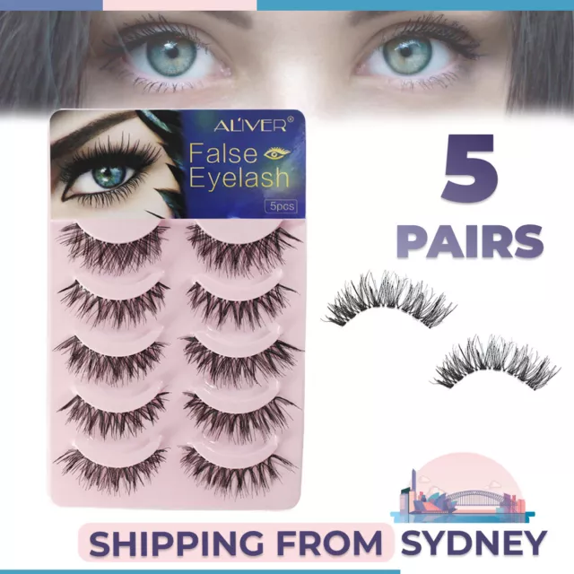 False Eye Lashes Eyelashes 3D Mink Fake Natural Long Wispy Thick Makeup 5 Pairs