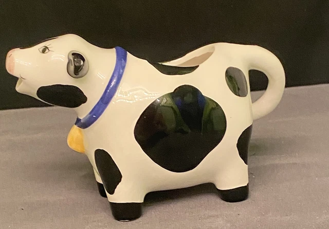 Vintage Ceramic Cow Creamer Pitcher Black & White. Cert. Int  China   Tiwan