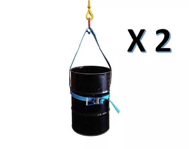 2 x 500KG Webbing Drum Lifters - Lifting sling barrel lifter 0.5T WLL 44 Gallon