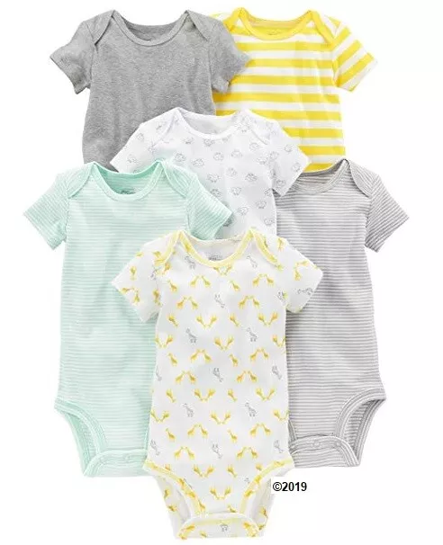 Simple Joys by Carter's Baby Neutral 6-Pack Short Sleeve Bodysuits Size NB