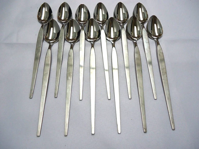 ONEIDA COMMUNITY SATINIQUE OLDER STAINLESS ICED TEA SPOON 12-pcs.