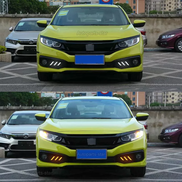 LED DRL Daytime Running Fog Light Bumper Turn Signal For Honda Civic 2019 2020 2