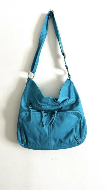 Aqua Blue Turquoise Large Shoulder Bag Shopper Zippers Crossbody Roomy Purse