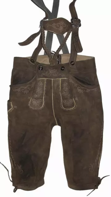 Men's Traditional Costume Kniebund- Leather Pants/Costume IN Brown Grey Approx.
