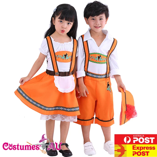 Child Kids Bavarian Oktoberfest Costume Lederhosen German Beer Maid Fancy Dress