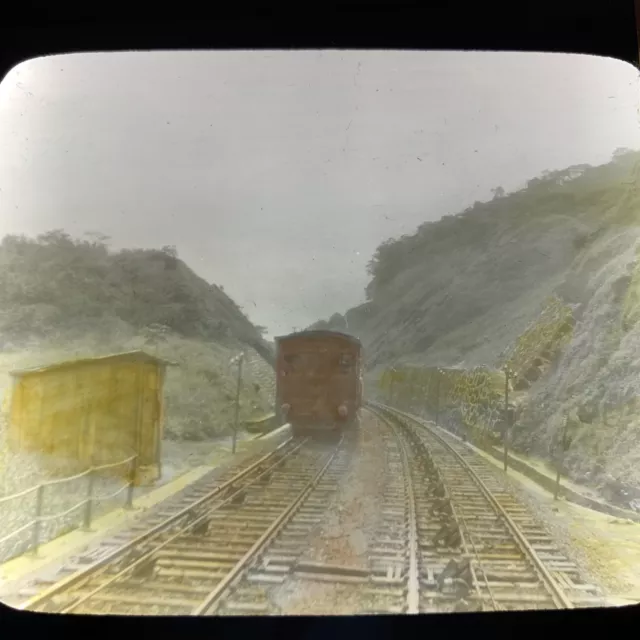 Vtg Magic Lantern Glass Slide Photo San Paulo Railroad Hand Color Brazil