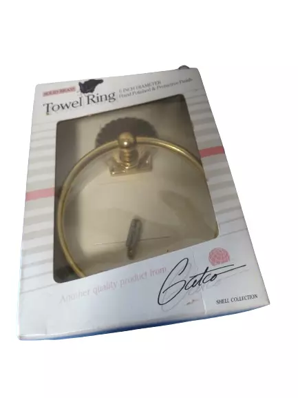 Gatco 1472 Solid Brass  6" Wall Mounted Towel Ring Shell Collection New In Box