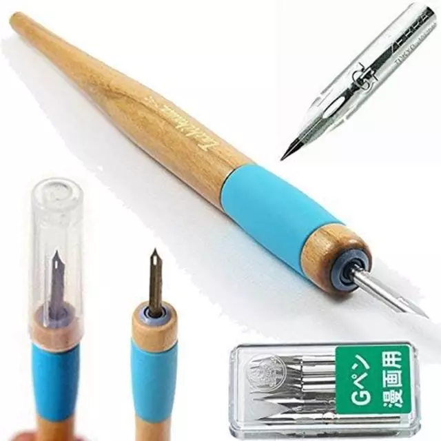 Tachikawa Comic Pen Nib Holder(T-40) + Zebra Comic G Model Chrome Pen 10 Nibs