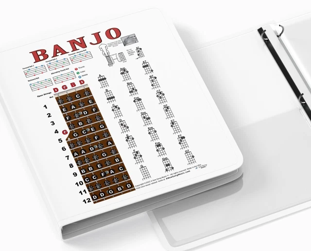 LAMINATED BANJO CHORD Chart Poster Easy Chords Beginner 8.5x11 Notebook ...