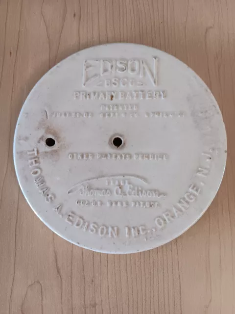 Vintage EDISON BSCO Primary Battery Ceramic Cover/Lid