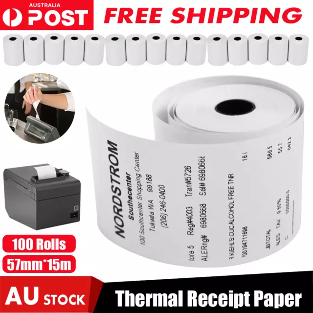 100 Bulk Rolls 57x38mm Premium EFTPOS Thermal Paper Cash Register Receipt Rolls