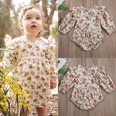 Infant Toddler Baby Girls Floral Romper Bodysuit Jumpsuit Outfits Clothes