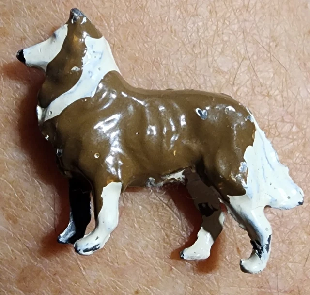 Vintage cast metal Old English Sheep Dog Miniature doll house Americana Putz