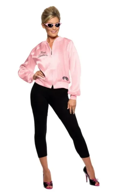 Adult Grease Pink Ladies Jacket Fancy Dress Musical Party Costume