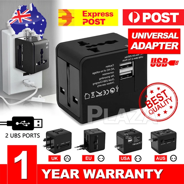 Universal Travel Adapter Dual 2 USB Power Plug to AU EU USA UK Charger Converter
