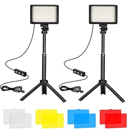 Paquete de 2 luces fotográficas USB regulables de video Ci-Fotto 5600K con mini tri...