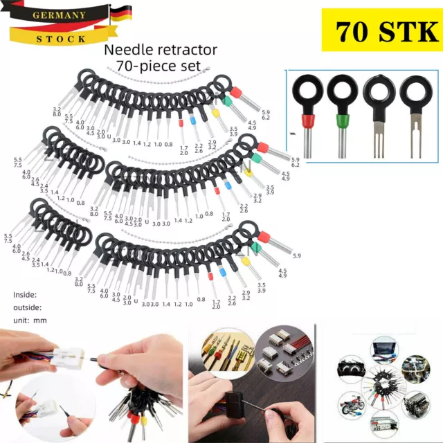 70tlg Entriegelungswerkzeug Set KFZ Stecker Auspinwerkzeug ISO Pin Lösewerkzeug