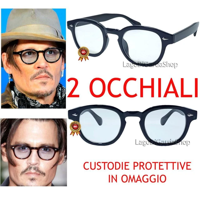 2 paia occhiali Johnny Depp trasparenti lenti neutre stile Moscot CR7 Barbieri