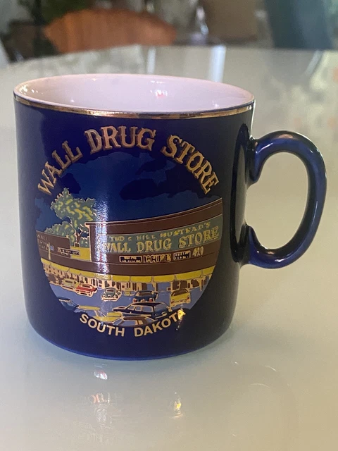 Wall Drug Store South Dakota 8 Oz. Cobalt Blue Souvenir Vintage Mug