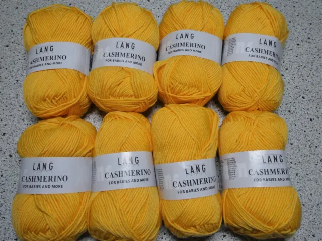 Lot of 8 Lang Yarns Cashmerino For Babies And More Yellow Gold Color #25