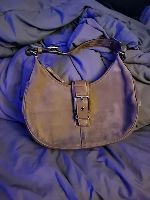 COACH Flap Tan Leather Handbag Hobo Satchel Shoulder Bag Purse F10204  Vintage