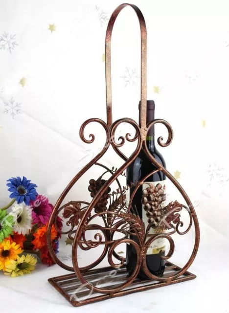 Handmade Iron French Vintage Style Table Wine Bottle Holder Rack