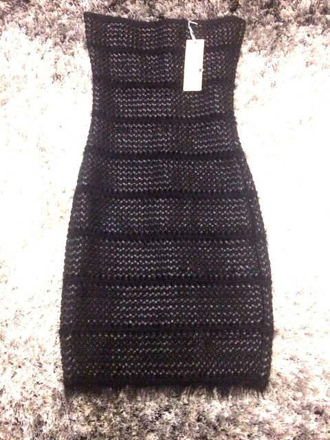 Robe Femme Simili Cuir Noir Avec Frange - Taille M, Droite, Style Classe - Neuf Avec étiquettes