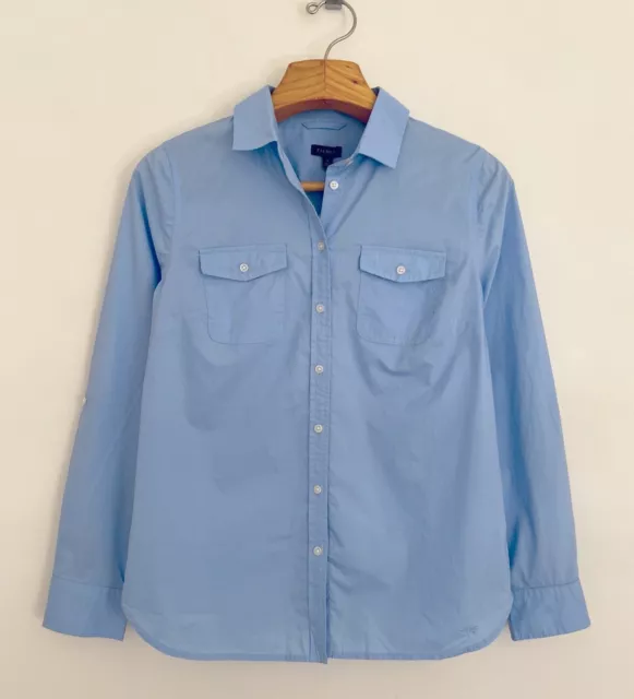 NWT~TALBOTS Women’s Button Down Shirt 6 Blue Long Sleeve Cotton Collared