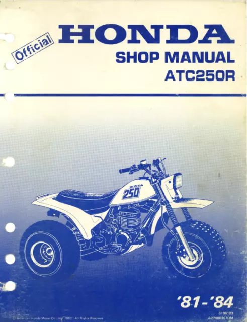 81-84' Honda ATC 250r Service Repair Shop Manual COMB BOUND