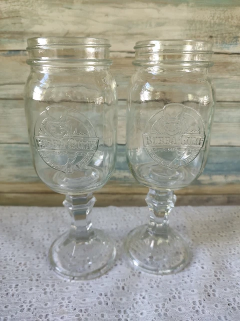 2 Bubba Gump Shrimp Co Mason Jar Wine Glass  Beer Cups Stemware Clear Glass