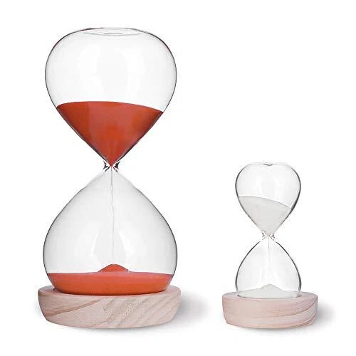 Hourglass Sand Timer Set-60 Minute & 5 Minute Timer Sets -Sand 60 Min+5 Min Red