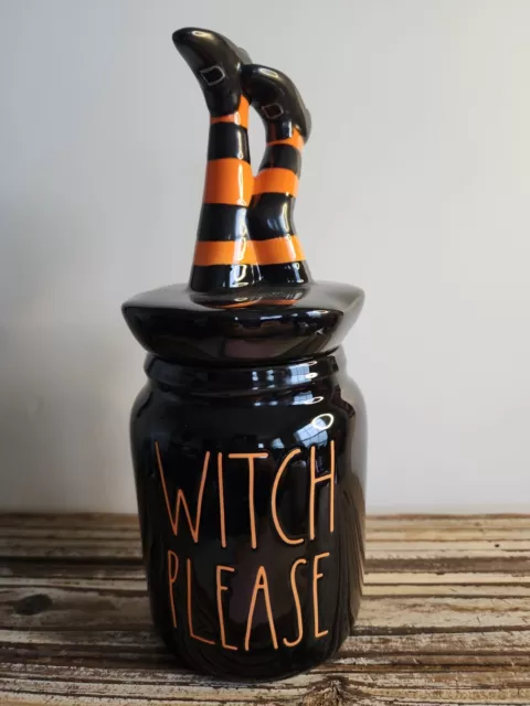 Rae Dunn Witch Please Canister, Orange/Black Legs, New