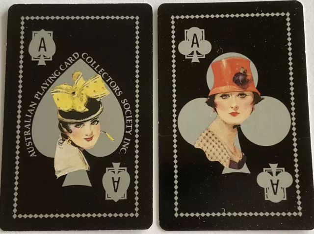 Playing Swap Cards Vintage-2 Beautiful Art Deco Ladies. Silver.