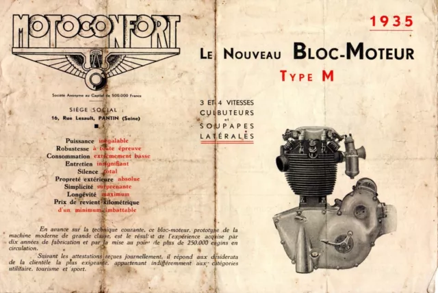 Dépliant publicitaire Motoconfort 1935